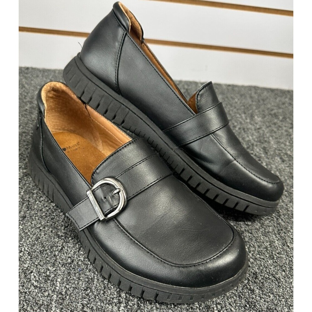 Nurse Mates Womens Size 9.5 Daisy Buckle Loafer Black Pillow Top Comfort Shoes